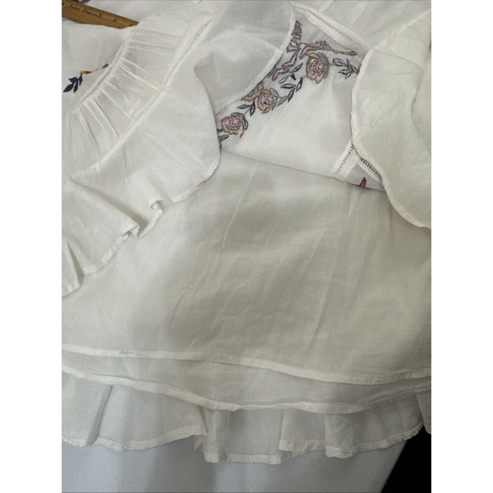 Free People Pavlo Babydoll Sz S White 100% Cotton Floral - Picture 14 of 16